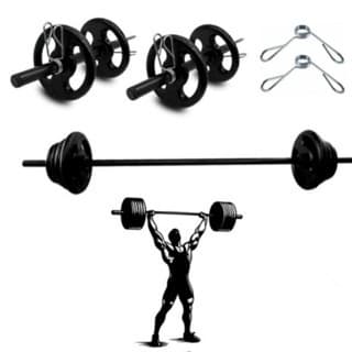 Kit Completo Body Pump + Barra De Mão, Ate 28kg De Anilhas Pintada Musculaçao Treino em Casa