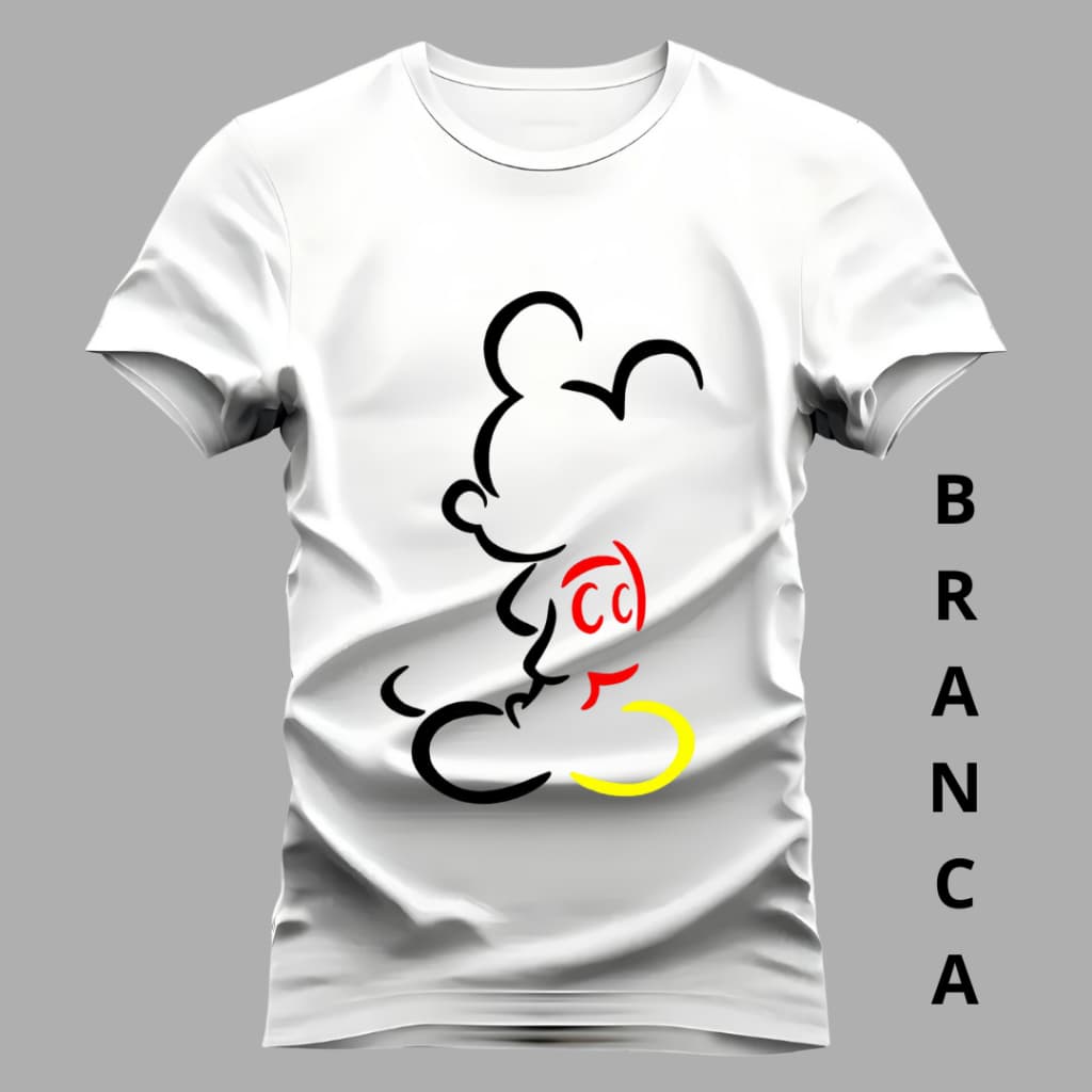Camiseta Unissex Desenho Mickey Camisa 100% Algodão Blusa De Envio Rapido