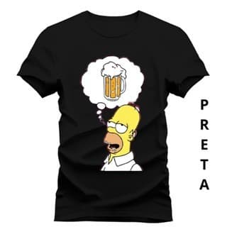 Camiseta Unissex Homer Pensando Na Cerveja Camisa 100% Algodão Blusa De Envio Rapido