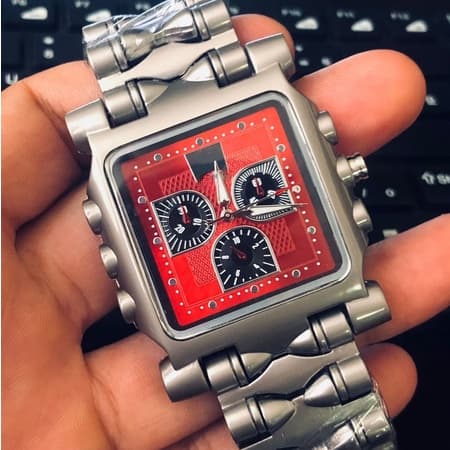 Relógio Masculino Tank Minute Caixa de Aço Inox Data e Hora Quadrado