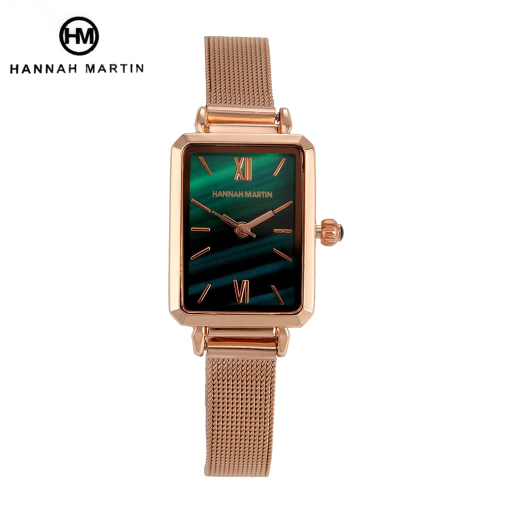 HM+Caixa Relogio Feminino Pulseira Estilo Retrô Original Pequenos Relógios À Prova D'água Com Pulseira De Malha