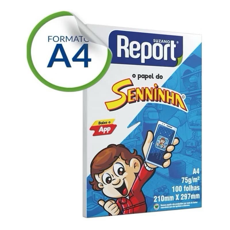 Sulfite Branco A4 75g - 100 Folhas Brancas Report Senninha Com 1,2,3 Unidades.