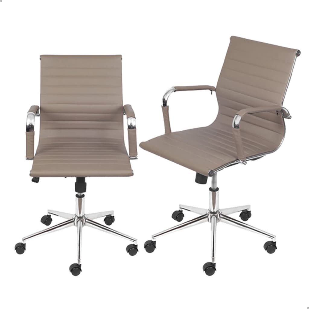 Kit 2 Cadeiras De Escritório Diretor Ergonômica Com Base Giratória Cor Fendi