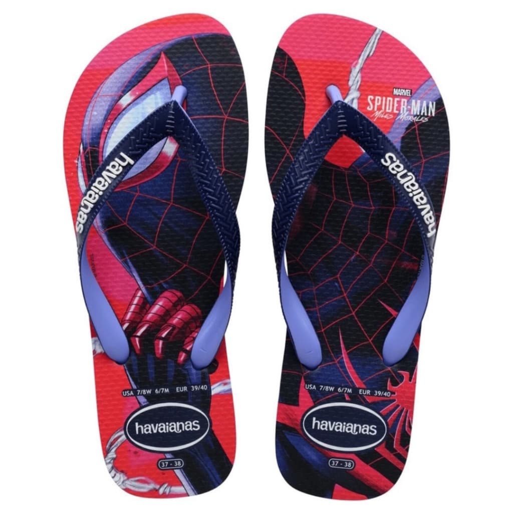 Chinelo Infantil Menino Menina Original Marvel Disney Top Slim Personagem Azul Preto