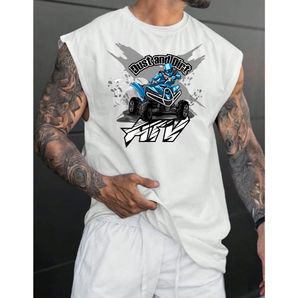 Camiseta Regata Oversized Masculina ATV DUST Academia Treinos gym Camisa cavada Sem manga Verão Moda Masculina