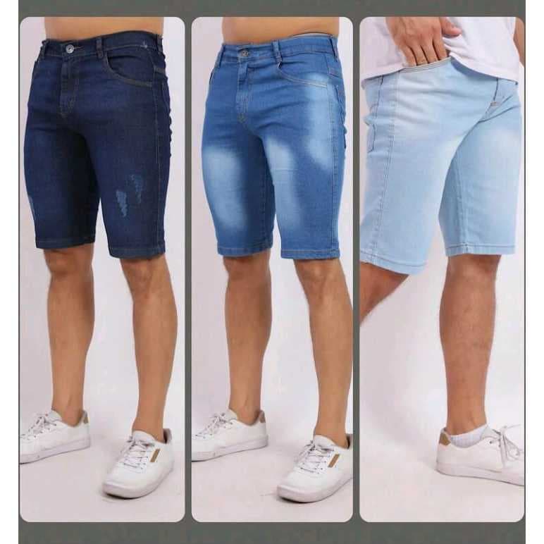 Kit 3 Bermuda Masculina jeans Slim Premium Promoção