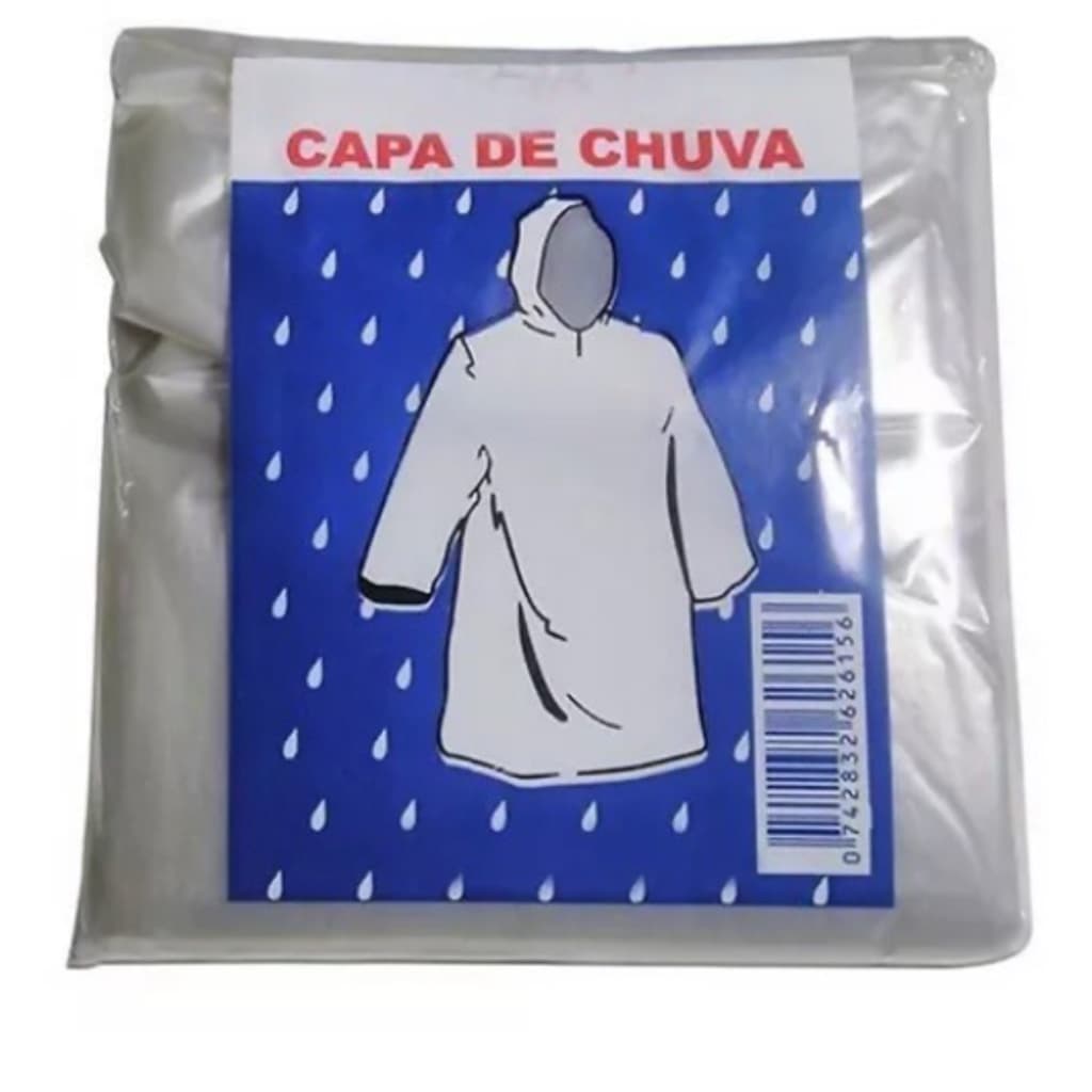 Kit 50 Capas De Chuva Descartáveis Impermeável Transparentes