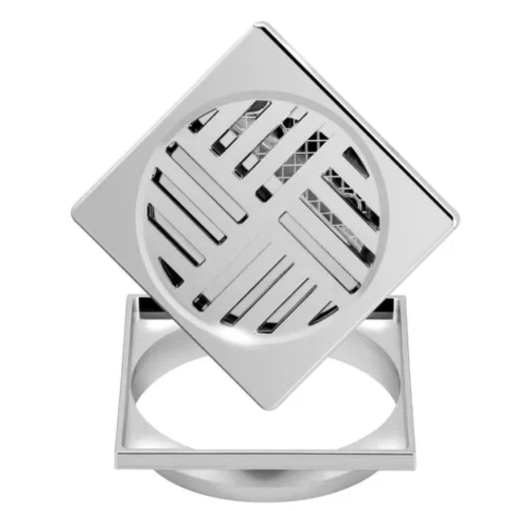Ralo Automatico Inteligente 10cm Quadrado Cromado Veda Cheiro com grelha 10*10