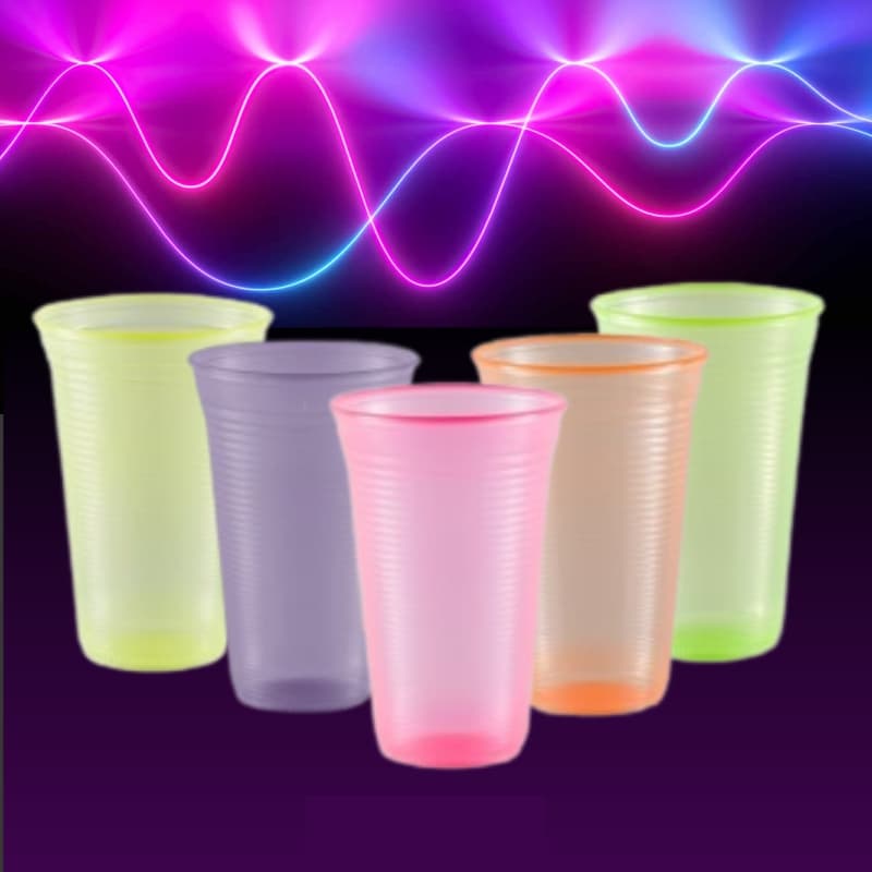 Kit de Copos Neon Brilha na Luz Negra 250 ml Festa Neon Aniversário