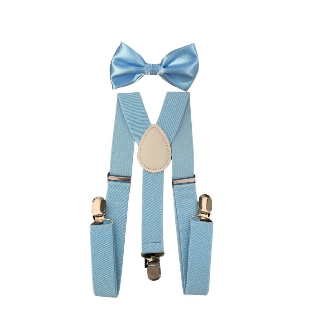 Kit Suspensório e Gravata Borboleta Cetim Azul Serenity Infantil Pajens