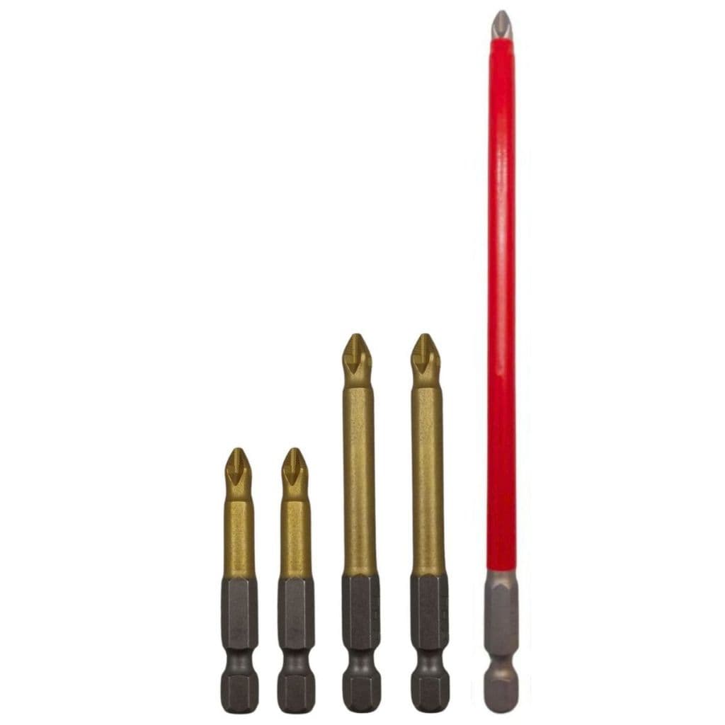 Conjunto Ponta Bits PH2 50mm + 70mm + 150mm Kit 5 peças Titânio Magnética Philips Parafusadeira