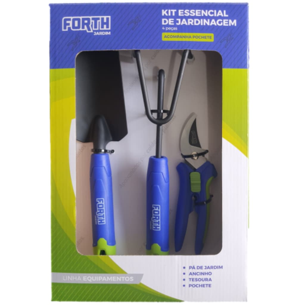 Kit De Ferramentas Para Jardinagem Forth Jardim Com Pá, Ancinho,Tesoura e Porchete.
