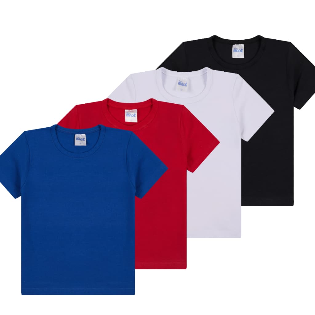 Kit 3 Camiseta Infantil Bebe Juvenil Menino 100% Algodão Lisa