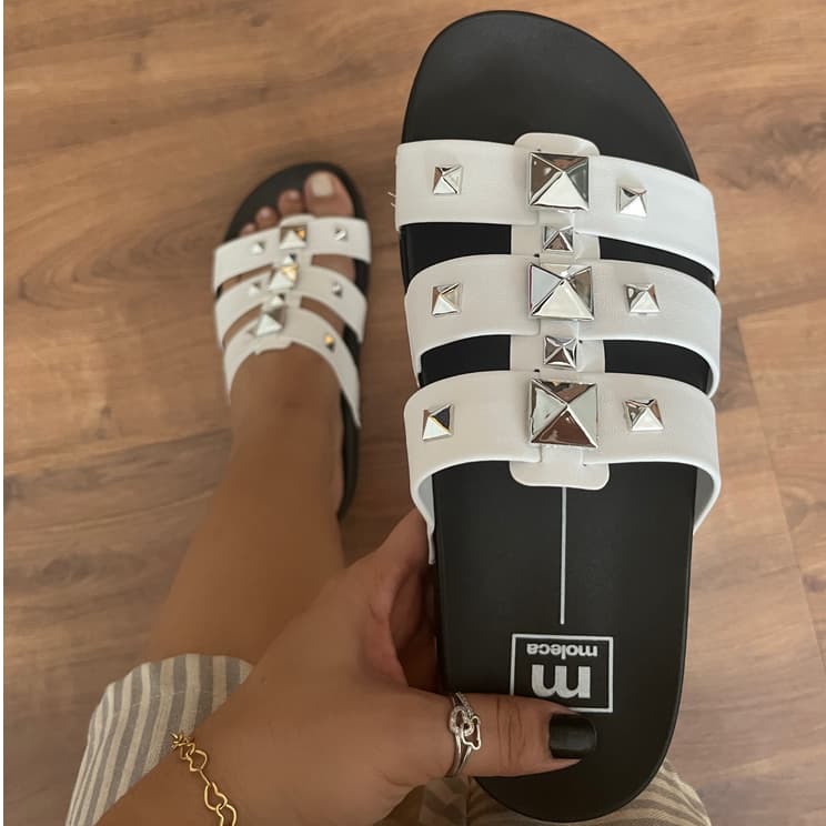 Papete Birken Feminina Moleca Original Turim Flat Conforto Tiras Spike