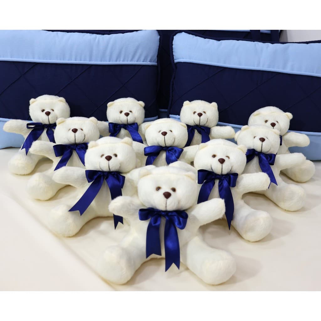 Kit Com 10 ou 15 Ursinhos de Pelúcia 20cm Floquinho Menino Menina Lembrancinha Decoração Quarto Bebê