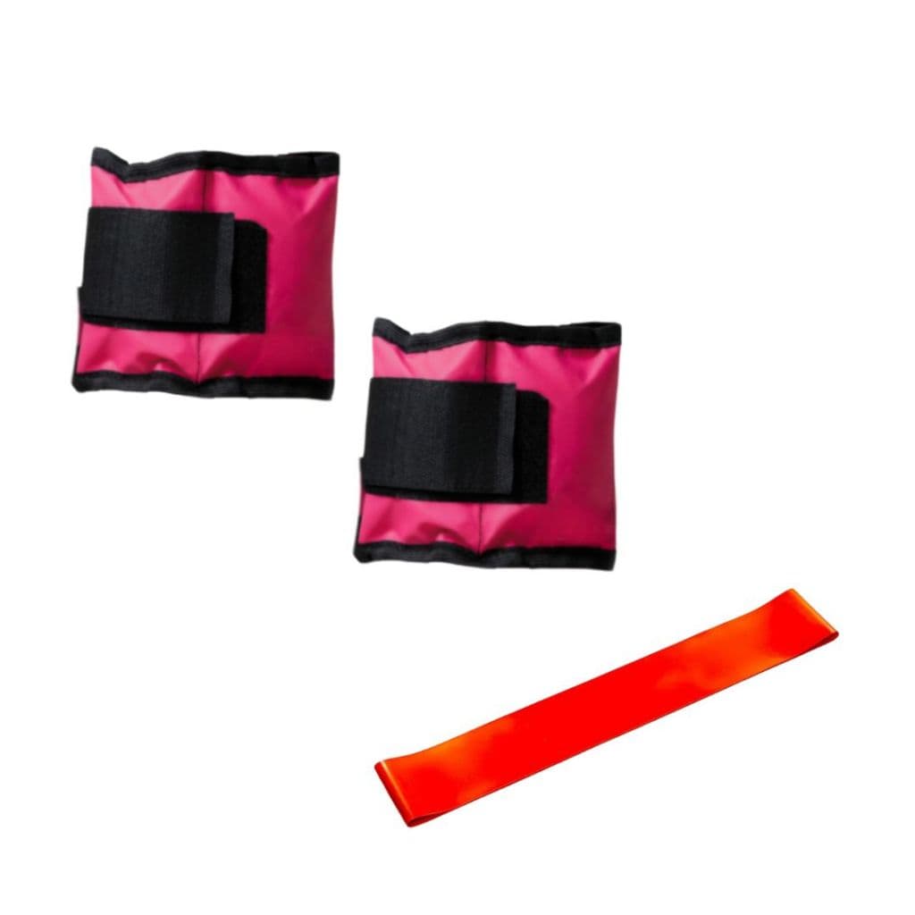 Kit Treino Pernas Par Caneleira 1 Kg + Faixa Mini Band Musculação Peso De Academia