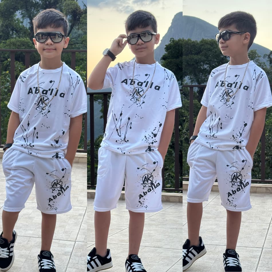 Conjunto infantil Masculino Kit Camisa e Bermuda Dry Fit Lançamento 4 ao 14 anos