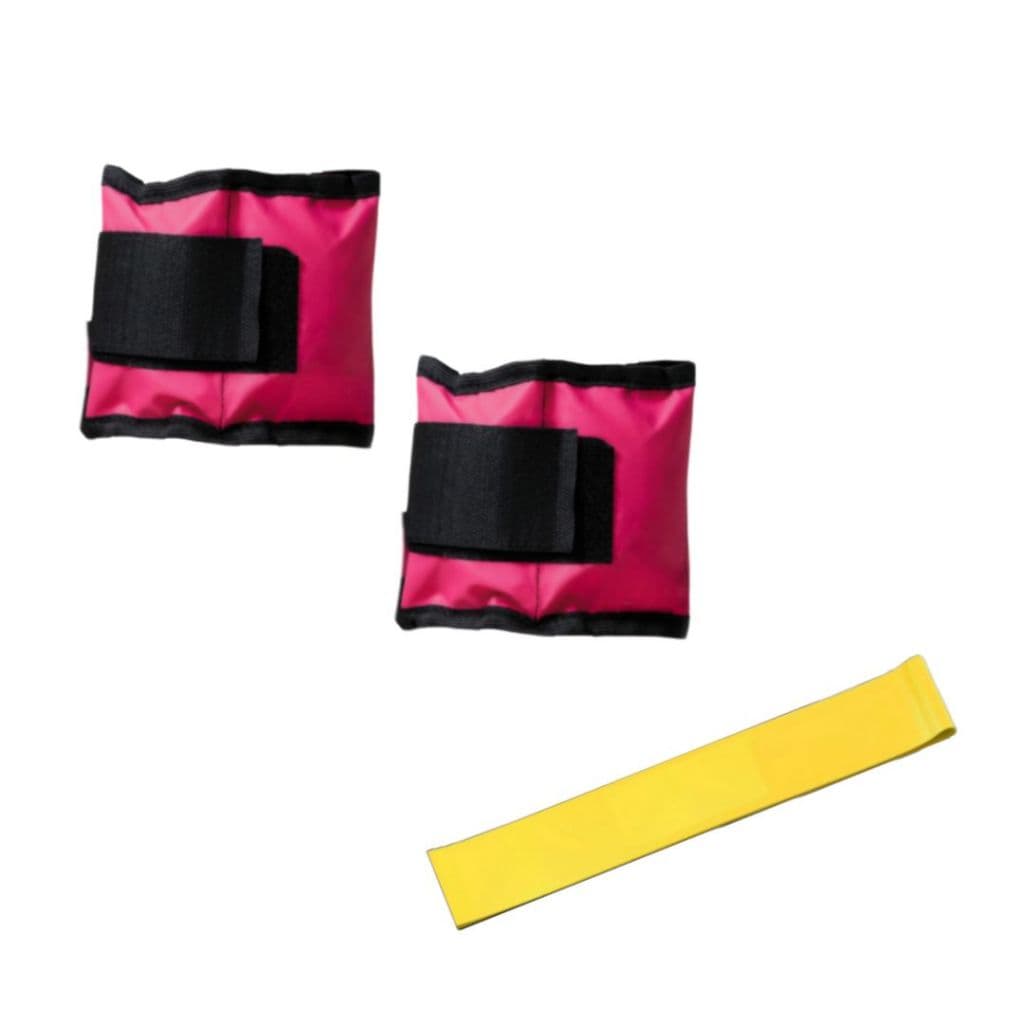 Kit Musculação Treino Em Casa Par Caneleira 2 Kg + Faixa Elástica Mini Band Exercícios De Academia