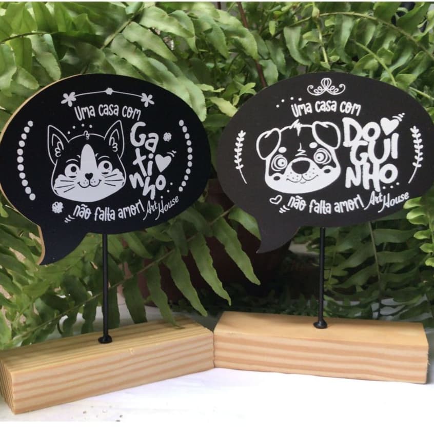 Plaquinha Decorativa de PET Gato Cachorro