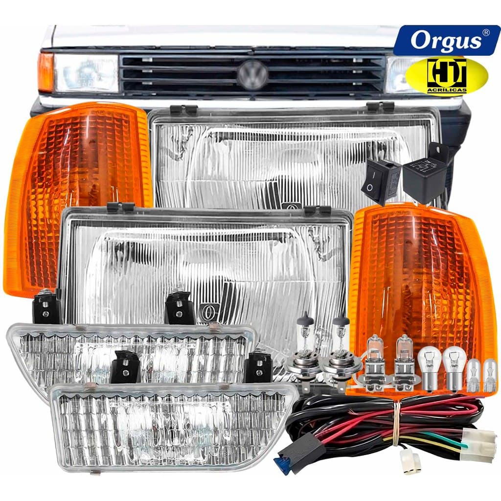 Farol Gol 87 88 89 90 Menor com Farol de Milha Completo Seta Âmbar e Lâmpadas Halógenas