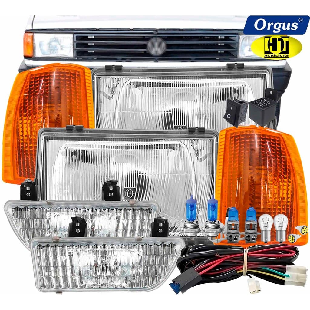 Farol Gol 87 88 89 90 Menor Farol de Milha Completo Seta Âmbar e Lâmpadas Super Brancas