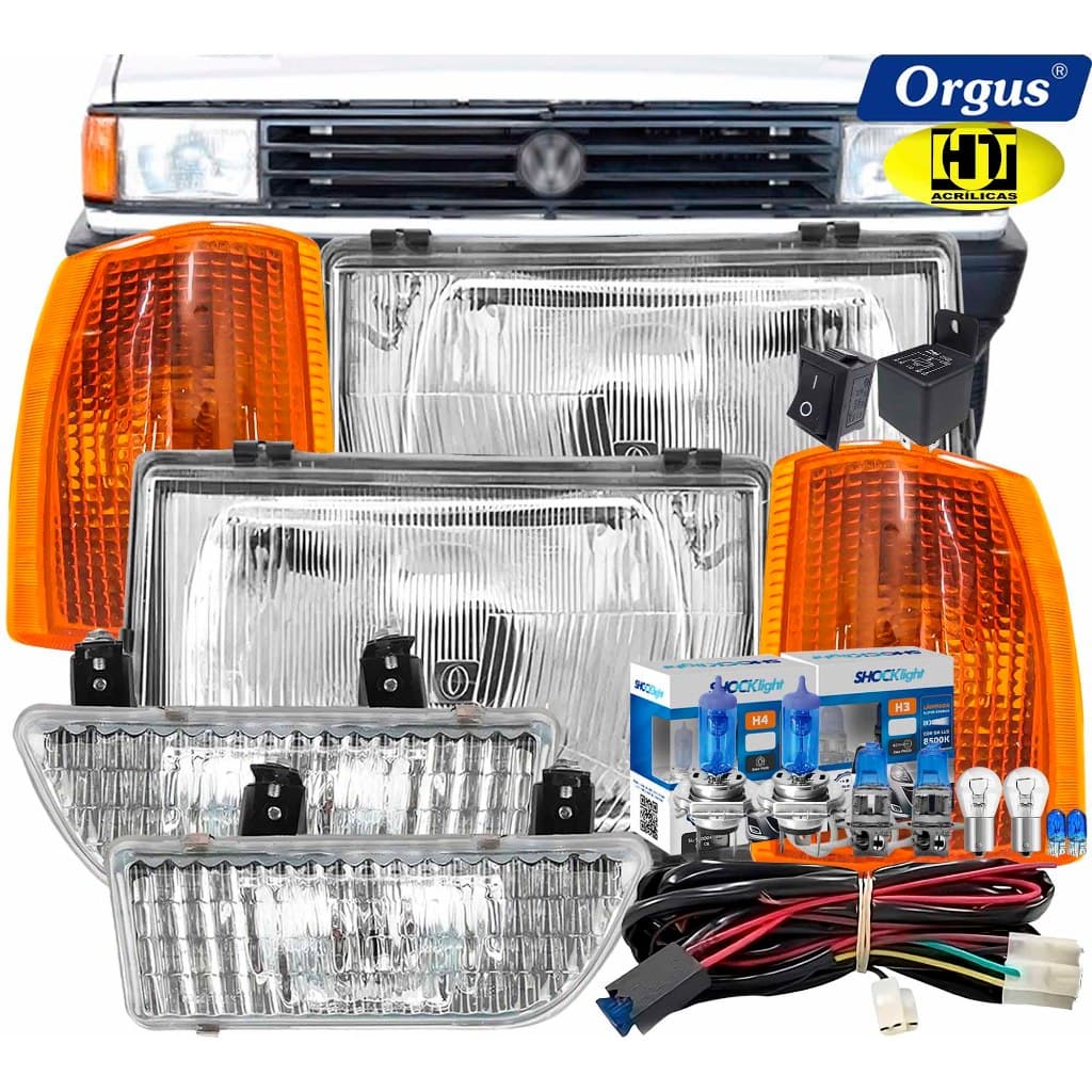 Farol Gol 87 88 89 90 Menor com Farol de Milha Completo Seta Âmbar Lâmpadas Super Brancas 8500k