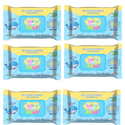 8 Lenços Umedecidos Clube Baby S/Álcool 8pcts c/100un