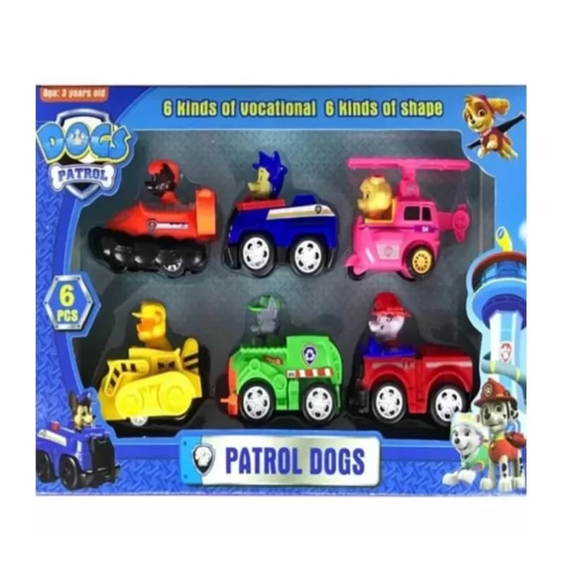 Kit Patrulha Canina 6 Carrinhos Fricção Brinquedos