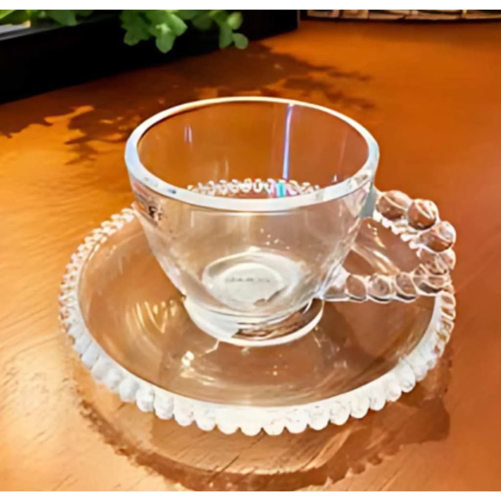 Conjunto 4 Xicaras De Café Com Pires Pearl Cristal 80 Ml Wolff