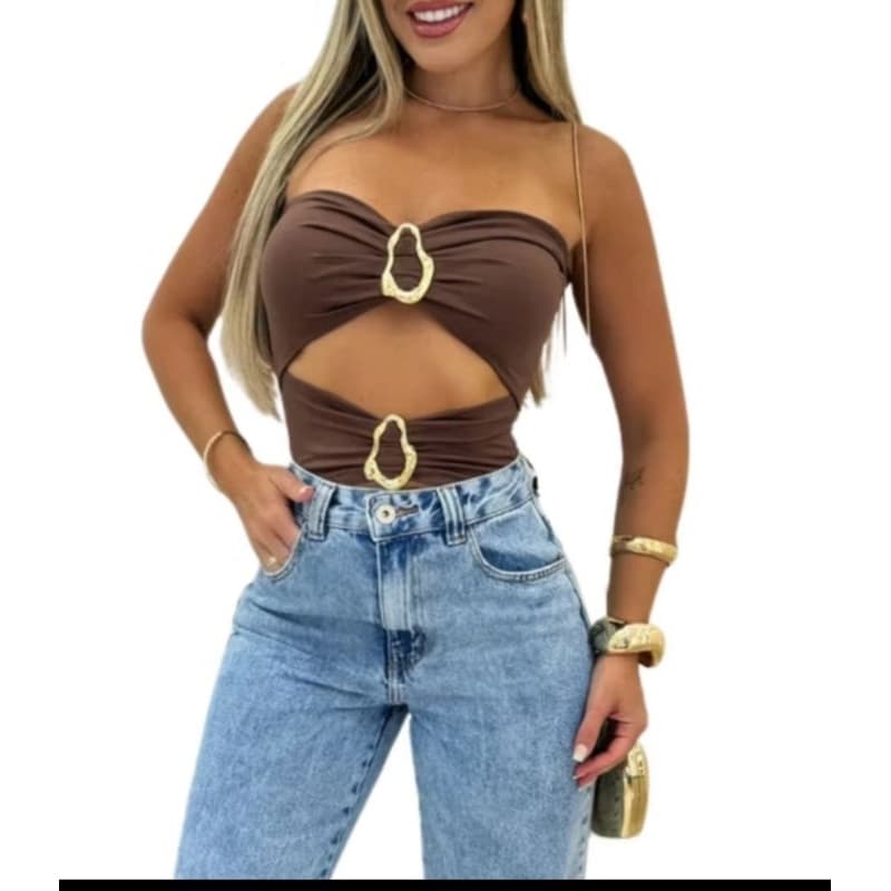 BODY MAIÕ FEMININO TOMARA QUE CAIA COM FIVELA COM BOJO MODA FEMININA TENDENCIA 2025.    P M G GG