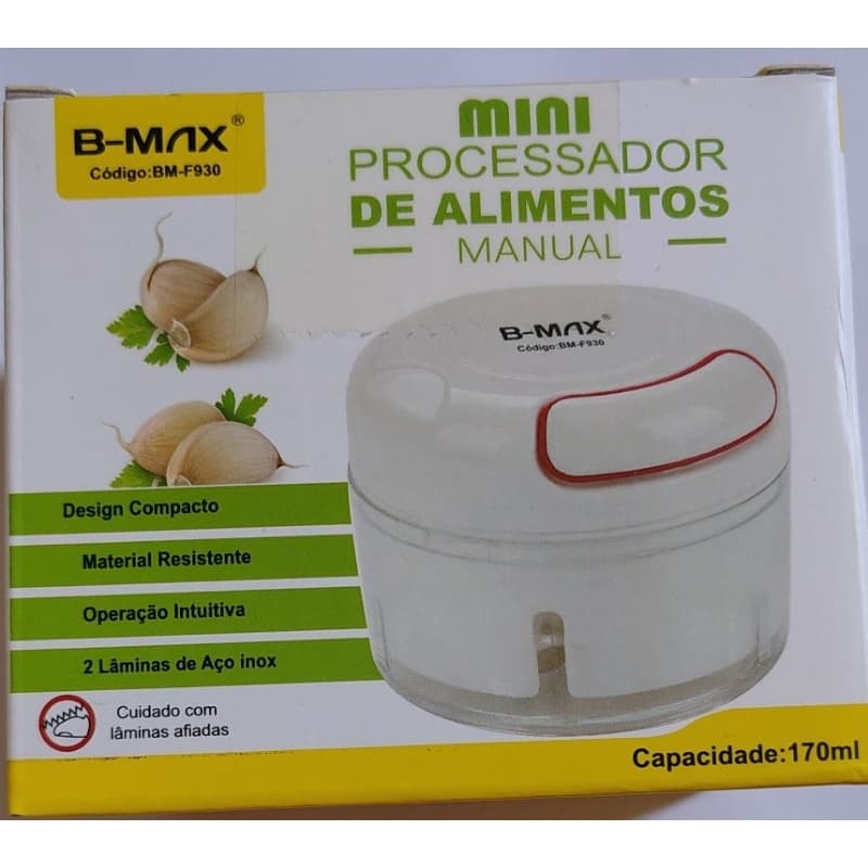 Mini Processador Manual Triturador Manual de Alho Alimentos 2 Lâminas 170 ml