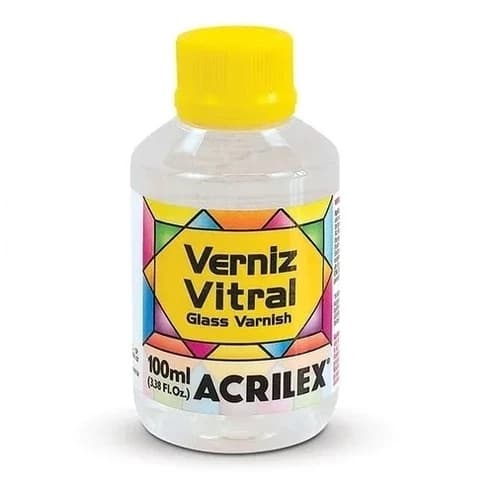 Verniz Vitral Incolor Acrilex 37ml, 100ml ou 250ml Transparente Brilhante Original