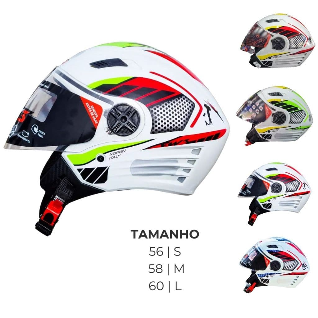 Capacete Aberto FW3 X Open Unissex Masculino Feminino Itália Alemanha Brasil EUA