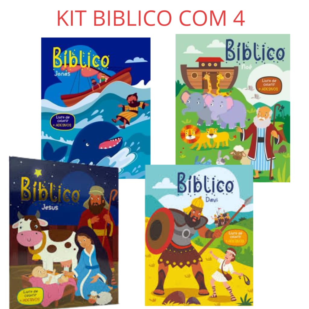 KIT BÍBLICO - LIVRO DE COLORIR + ADESIVOS