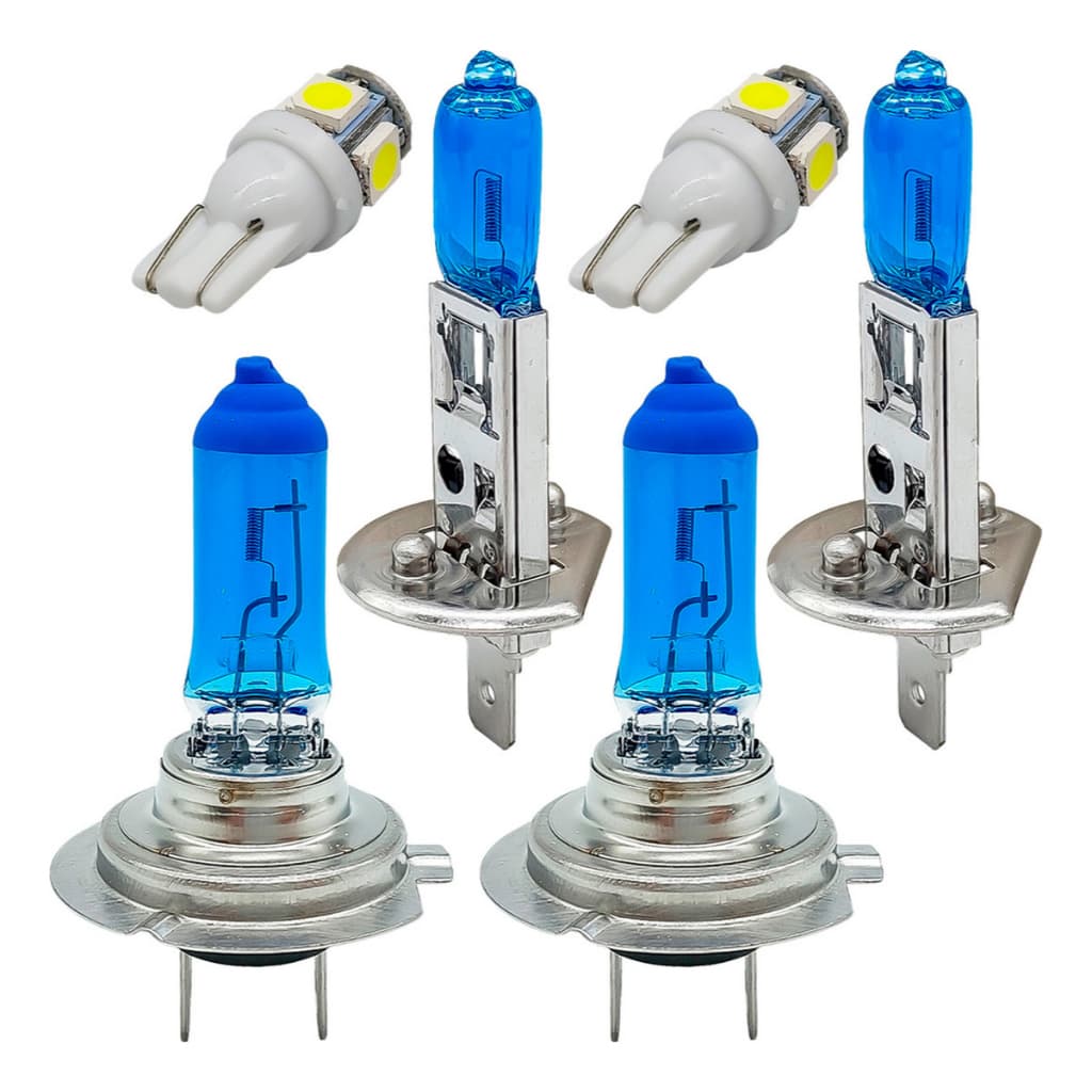 Kit 6 Lampadas Halogena Super Branca H7 H1 T10 12v 55w