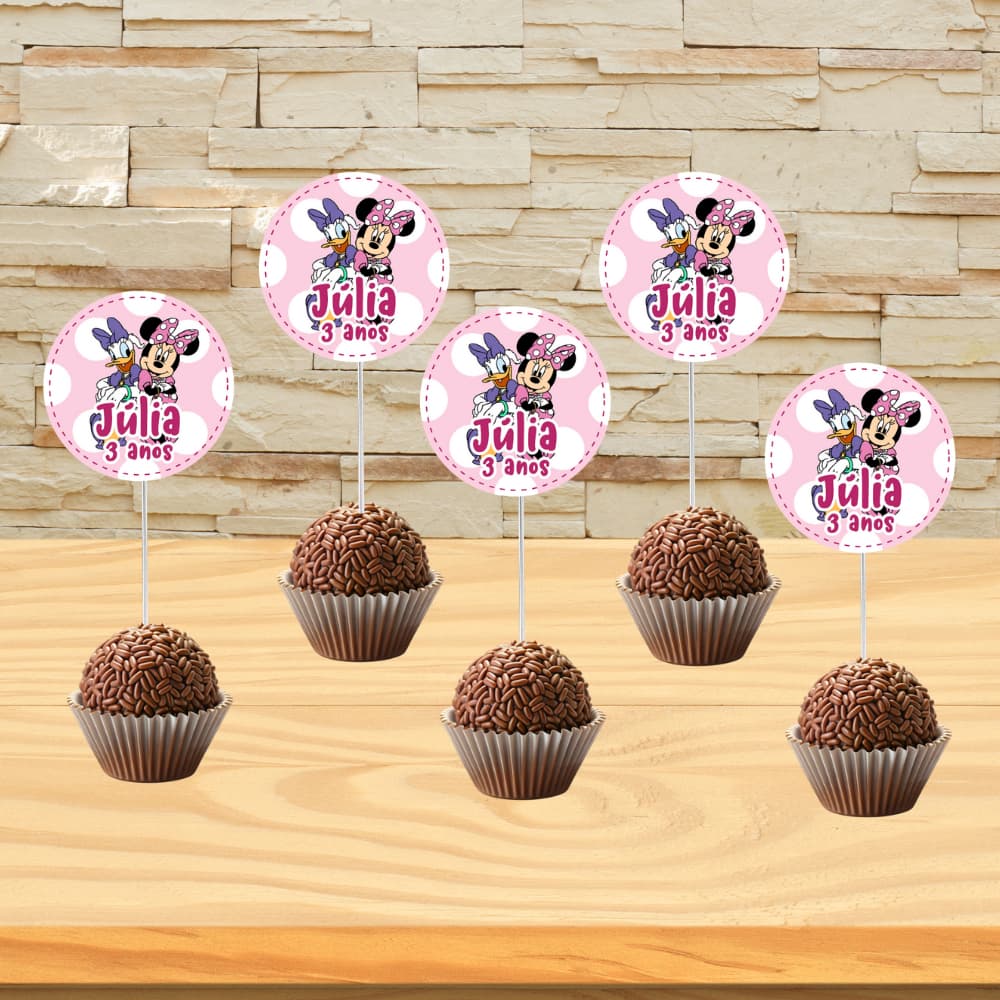 35 ou 70 Toppers de docinho Minnie e Margarida - Topper cupcake Minnie e Margarida