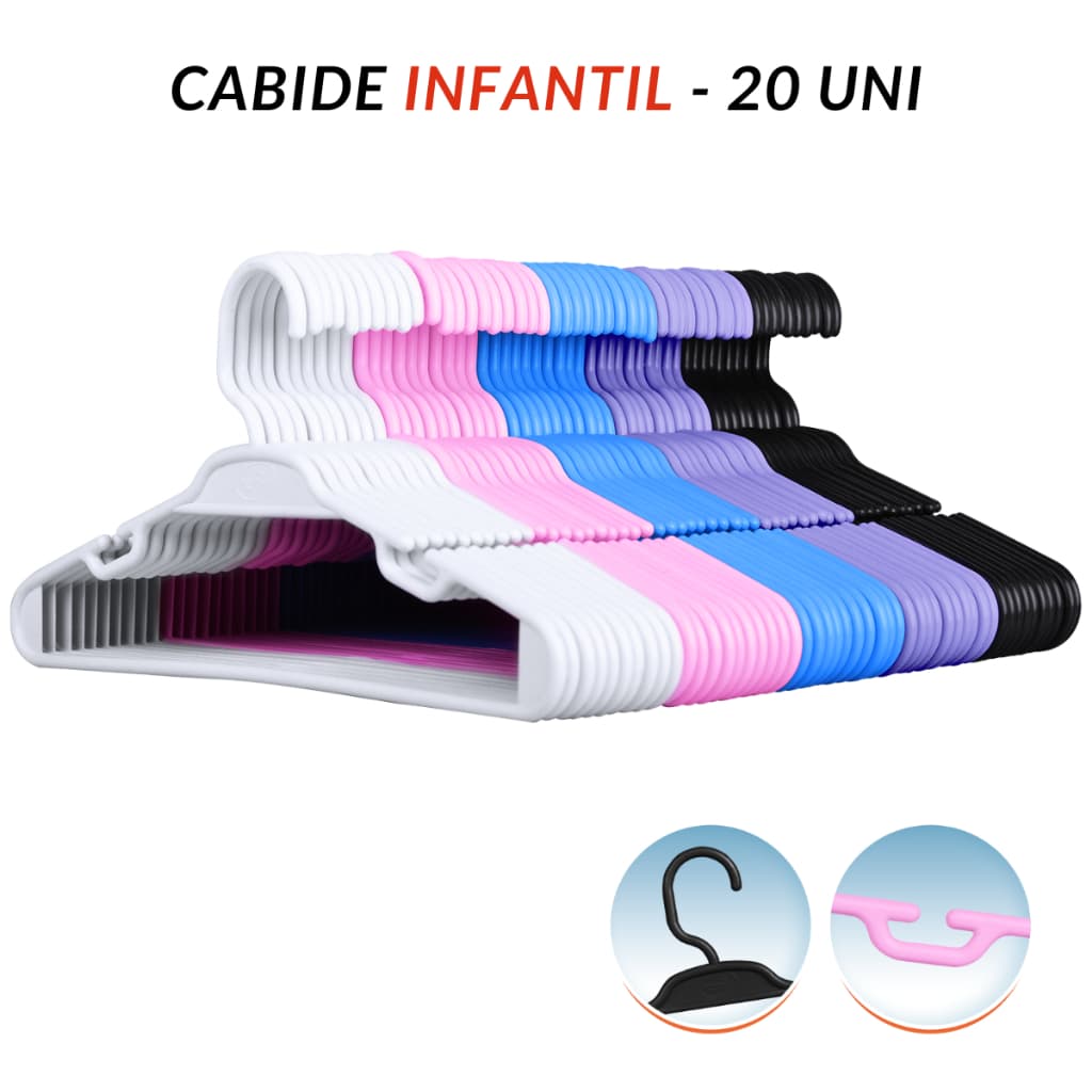 Conjunto de Cabide Infantil 5,5mm Roupas Infantis 20 Un