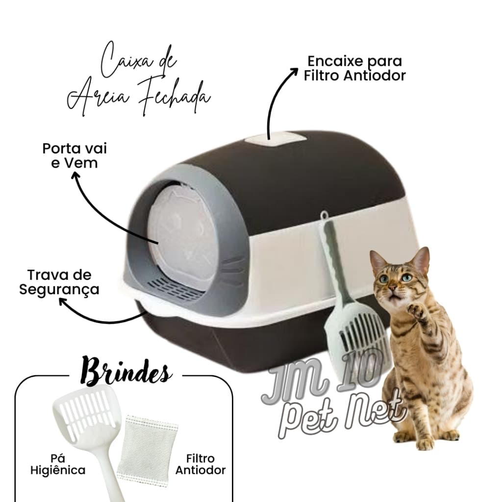Caixa de Areia Fechada Para Gatos Banheiro Higiênico Com Pá e Filtro Promoção Envio Imediato