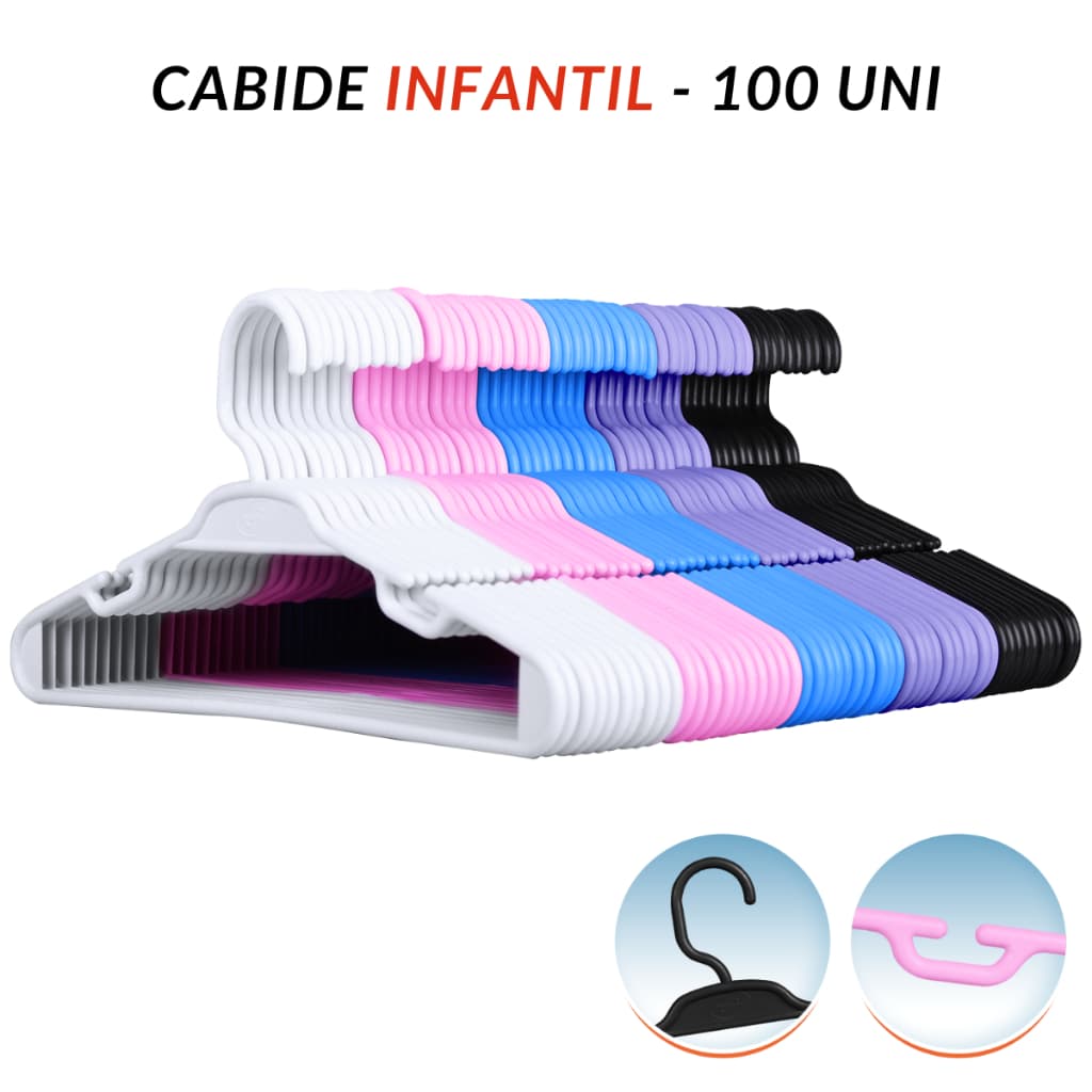Conjunto de Cabide Infantil 5,5mm Roupas Infantis 100 Un