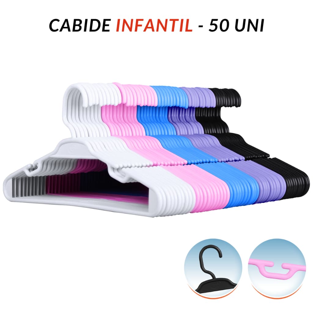 Kit de Cabide Infantil Bebê 5,5mm - Envio Imediato 50 Un