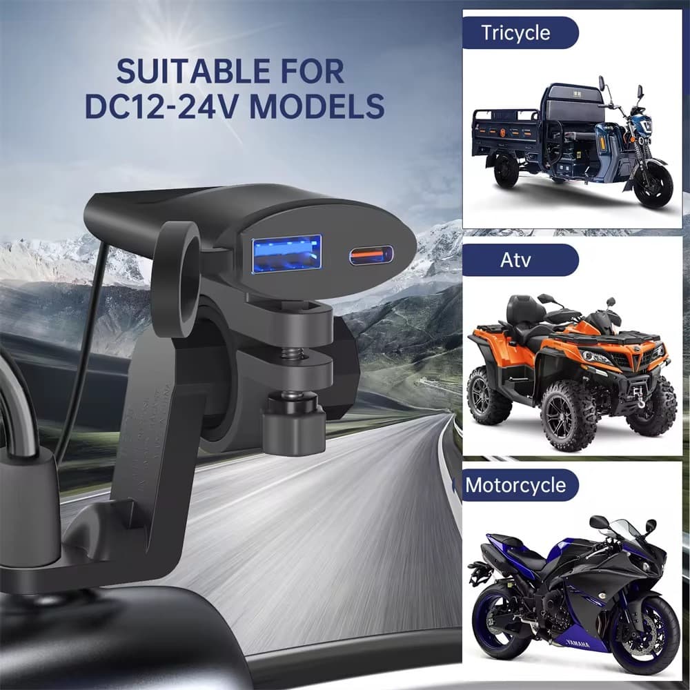 Carregador e Suporte Para Motocicleta 30W 3.4A USB 12-24V  de Carregamento Rápido Kapbom KA-C911