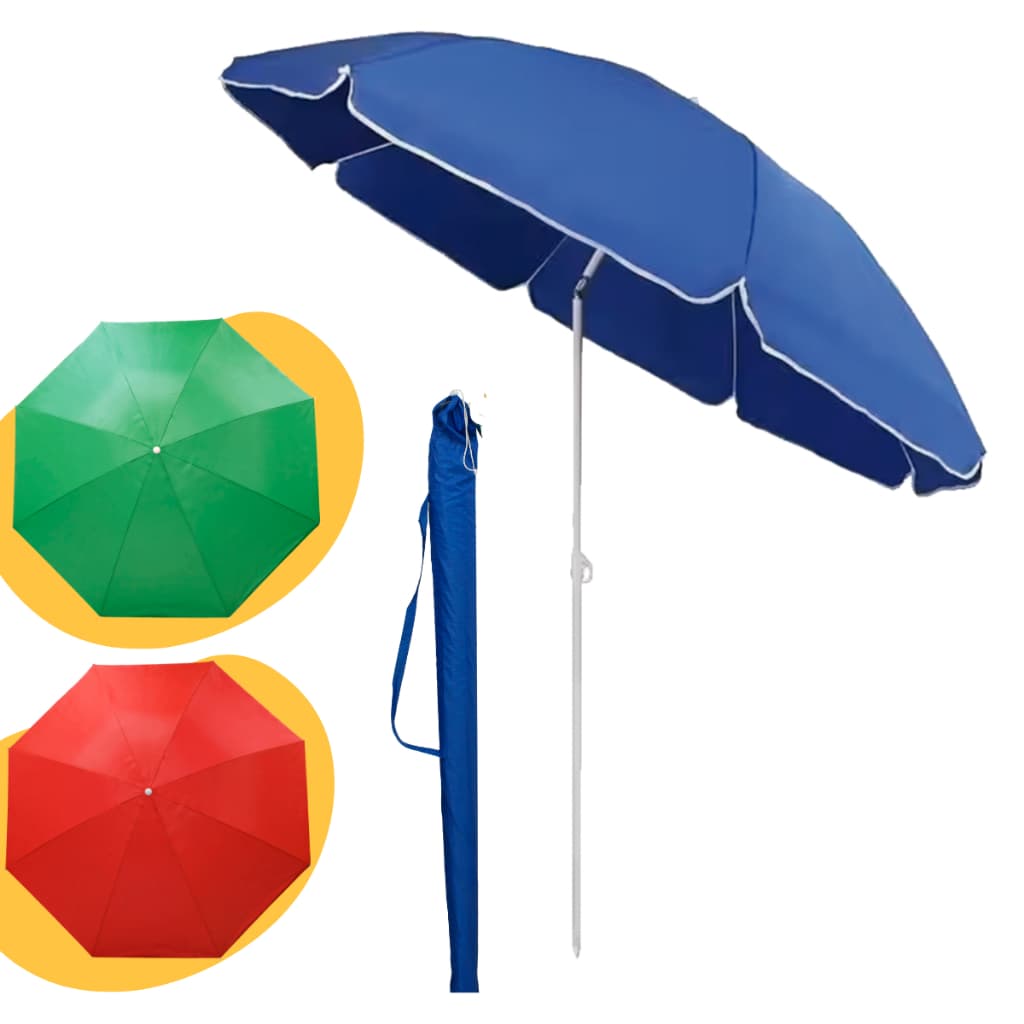 Guarda Sol Gigante Uv Para Praia Piscina Verão Jardim Colorido Sombreiro 190.M e 2.40M Guarda Sóis Reto E Articulado