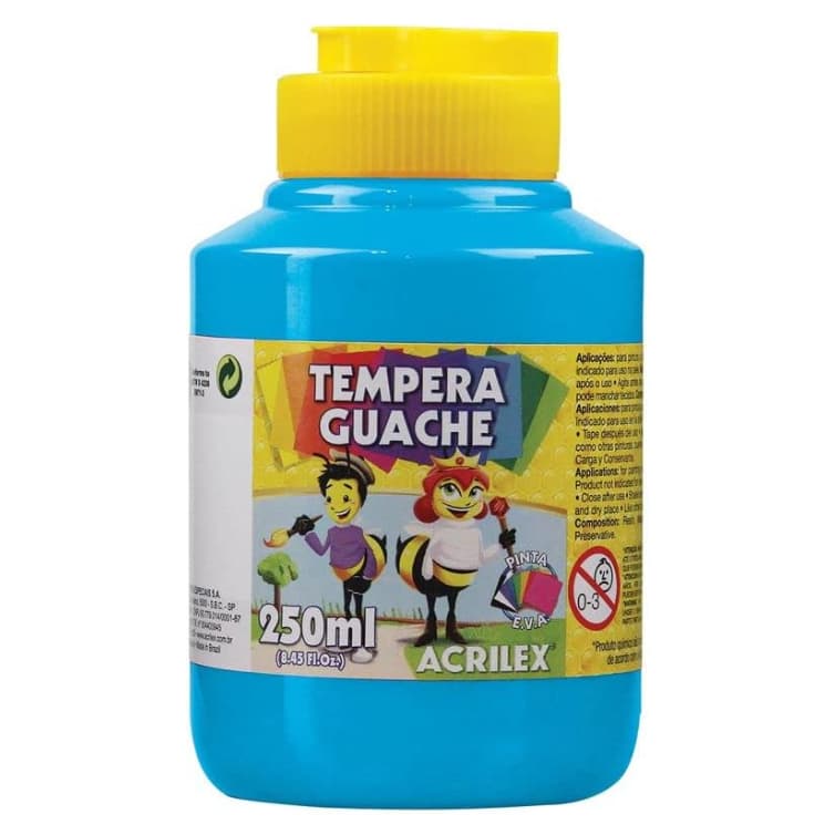 TINTA GUACHE TEMPERA 250 ML AZUL CELESTE ACRILEX - UNIDADE