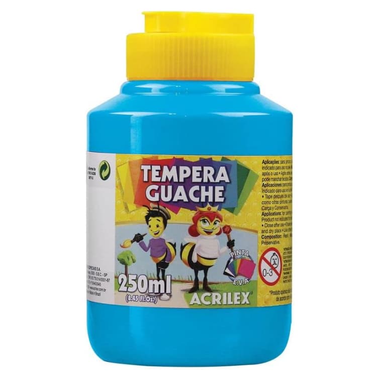 TINTA GUACHE TEMPERA 250ML AZUL CELESTE ACRILEX - C/03