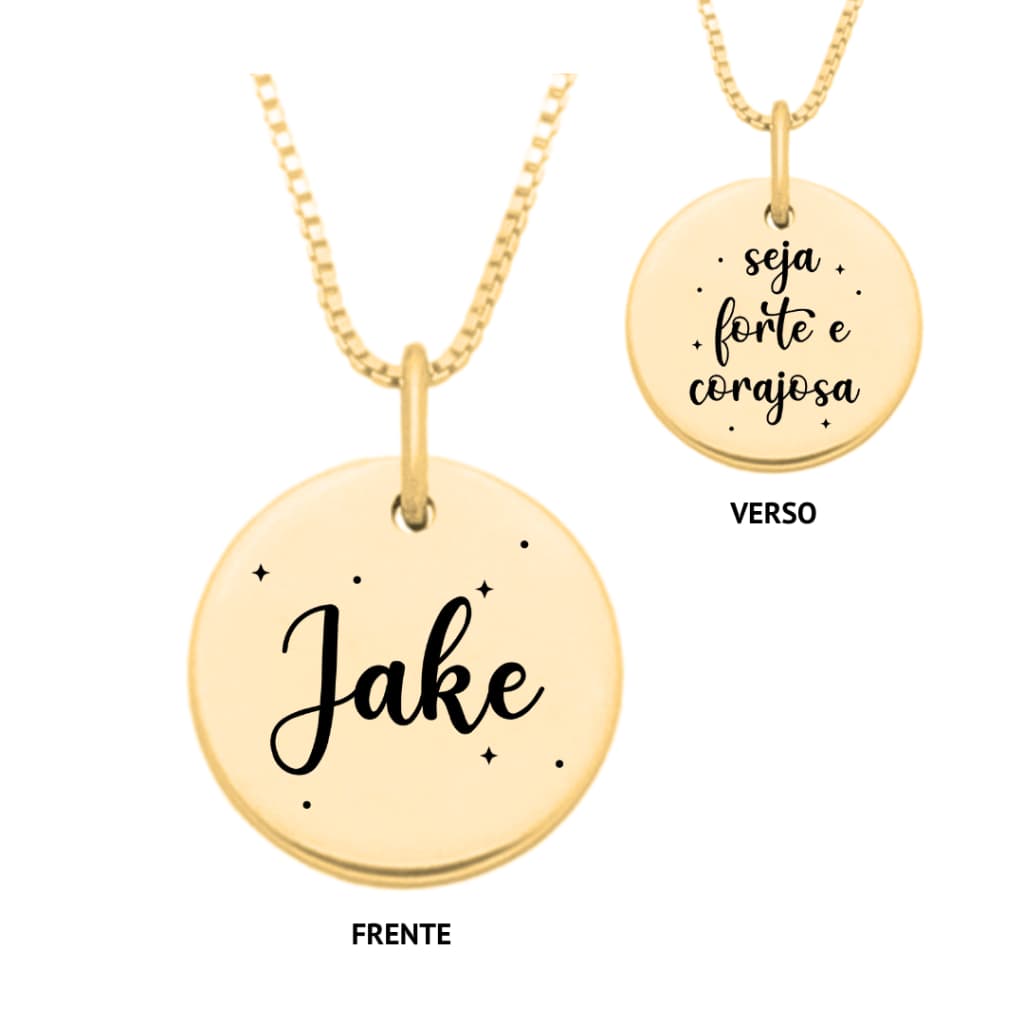 Colar com Pingente Seja Forte e Corajosa + Nome Personalizado à Laser (Escolha o banho)