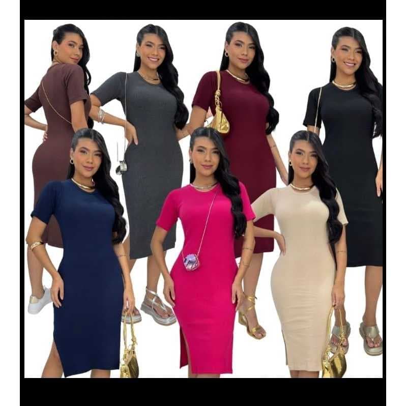 VESTIDO BELLO STILO RIBANA MID COM MANGA SEM BOJO