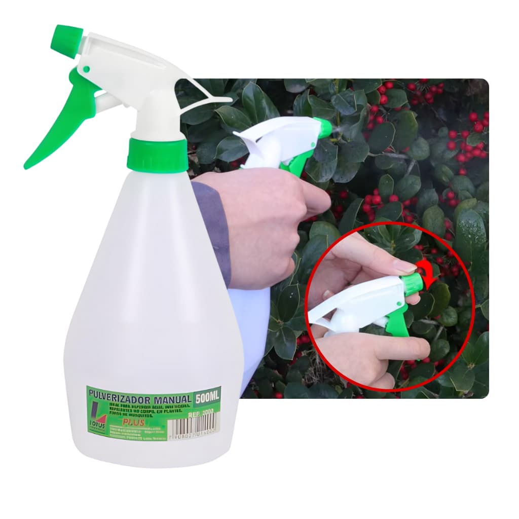 Borrifador Pulverizador Manual 500ml Spray Regulável Jato ou Névoa Jardim Agrícola Faxina Lotus