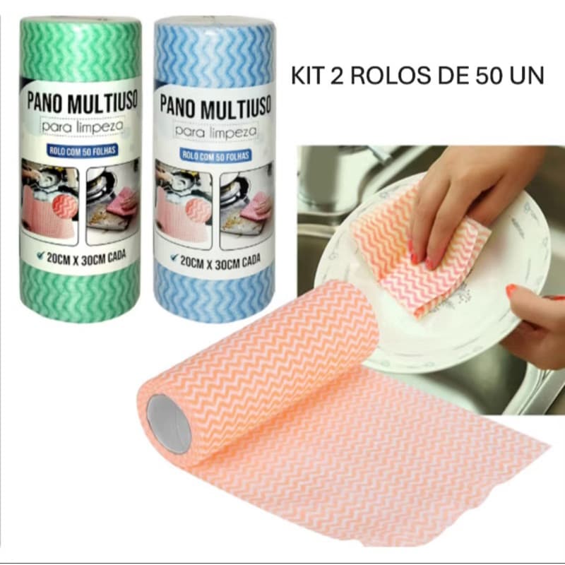 PERFEX KIT COM DOIS ROLOS DE PANO DE LIMPEZA REUTILIZÁVEL MULTIUSO