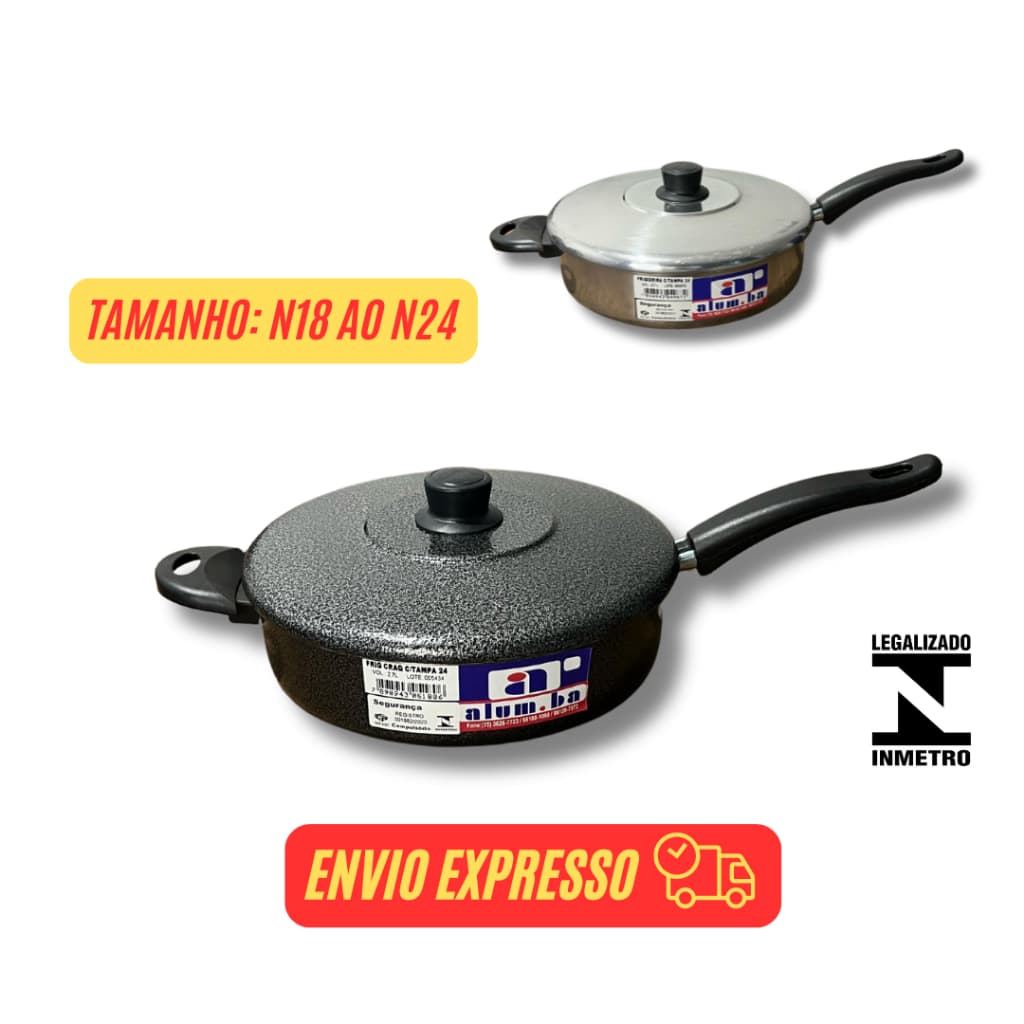 Frigideira com tampa grande funda panela  de aluminio preta com tampa grande,pequena e media