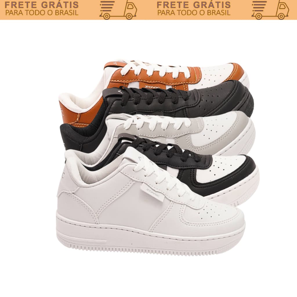 Tenis Masculino Academia Couro Solado Antiderrapante Preto Branco Caramelo Cinza
